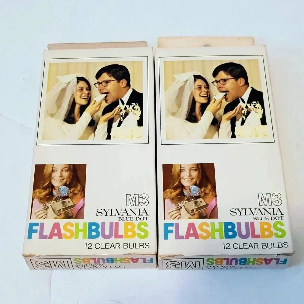 Sylvania Blue Dot Flashbulbs M3 New Old Stock Lot of 2 12 Bulbs Each Vintage